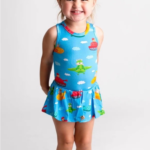 Bums & Roses Ready Jet Go Racer Back Ruffle Dress - Picture 3 of 5